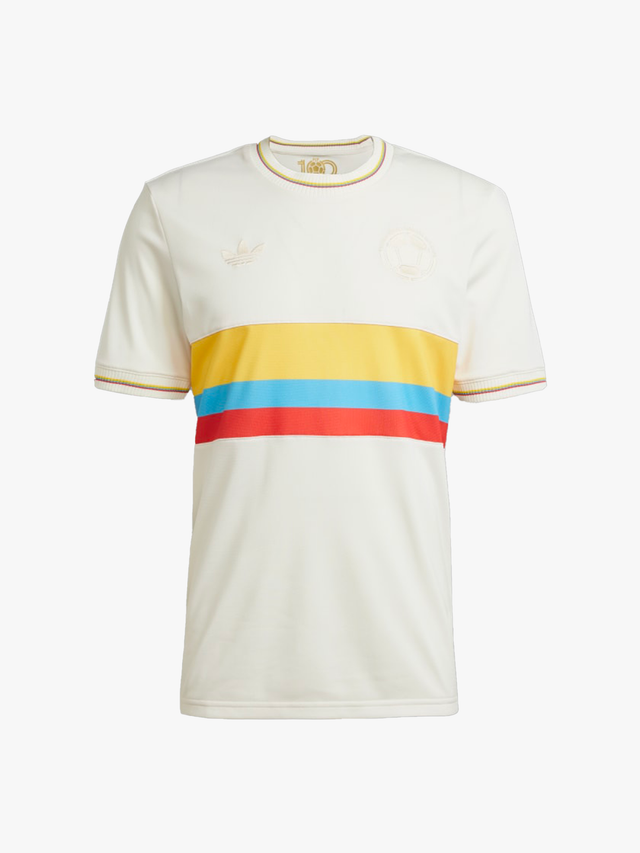 Maillot Anniversaire Colombie 2024/2025, blanc cassé avec bande tricolore - Maxikits